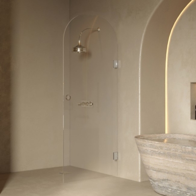 Hietakari Vetro 519 kaareva suihkuseinä, 68x195 cm, Kromattu/ Kirkas lasi.