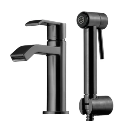 Tapwell VIC069 pesuallashana käsisuihkulla, Brushed Black Chrome